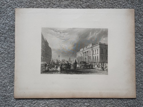 Fishmonger's Hall, London - Antique Print - 1851