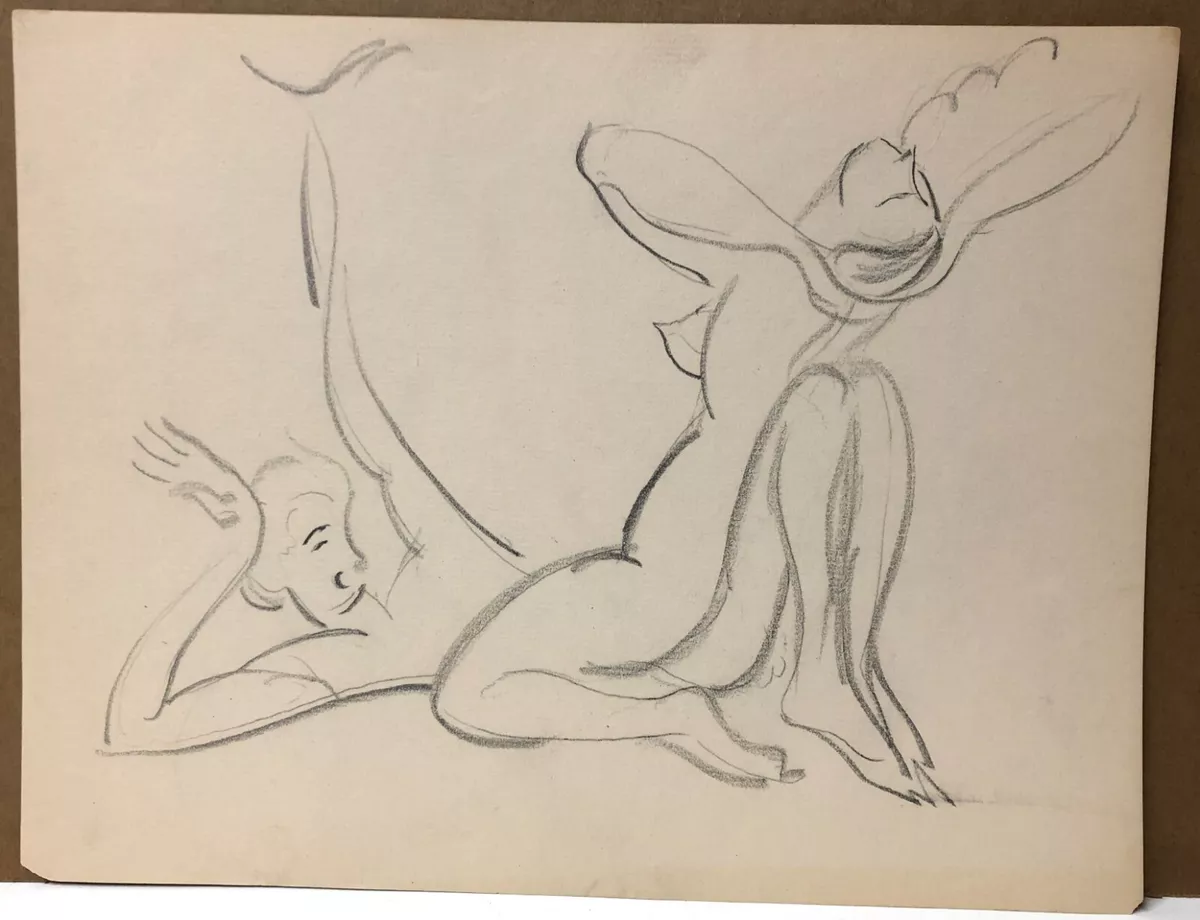 Couple Engaged in Sexual Act Pencil Drawing-1930s-Bertram Hartman | eBay