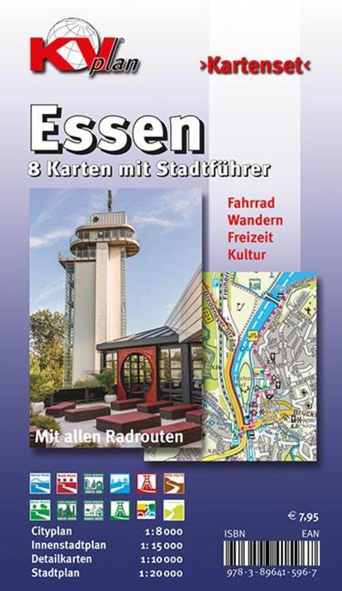 Essen Kartenset, Kvplan, Radkarte/wanderkarte/stadtplan, 1:20.000