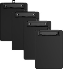 4 Pack Black Small Clipboard, 5 X 7 Mini Size for Classroom, Students, Teacher,