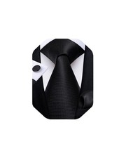 Mens Solid Color Tie and Pocket Square Set Woven Silk Plain Necktie Handker...