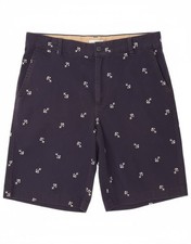 IZOD Mens Graphic Chino Shorts W36 Large Navy Blue Cotton VO04