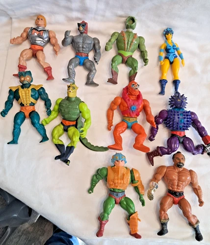 Vtg 1980s Mattel MOTU Action Figure Lot He-Man Beast Man Teela Some Soft Head