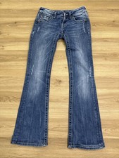Miss Me Jeans Womens 25 Blue Boot Cut Embellished Studded Flap Pockets JE5642BL