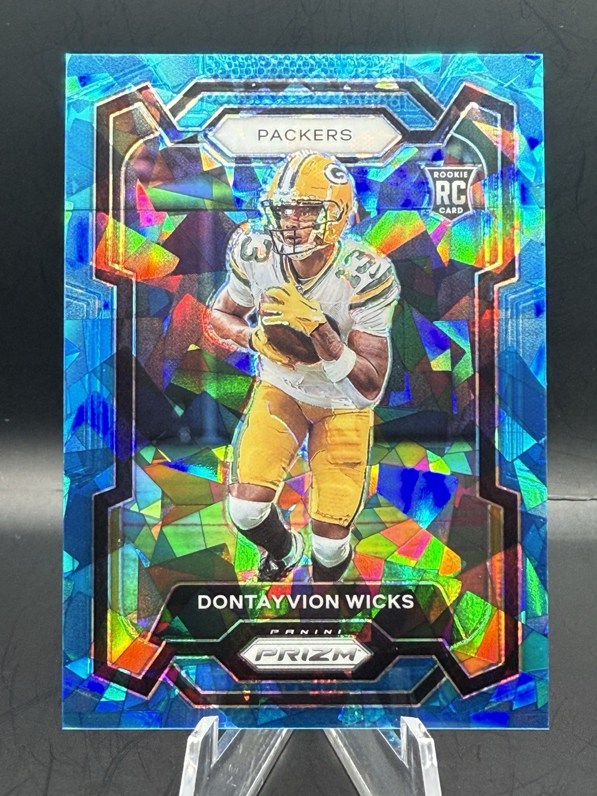 2023 Panini Prizm Rookies Blue Ice Prizm /99 Dontayvion Wicks #333 Rookie RC