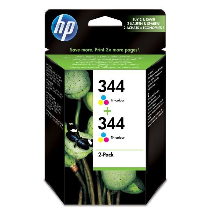 Cartouches HP 344 pack de 2 trois couleurs pour éviter les pannes d'encre au bureau