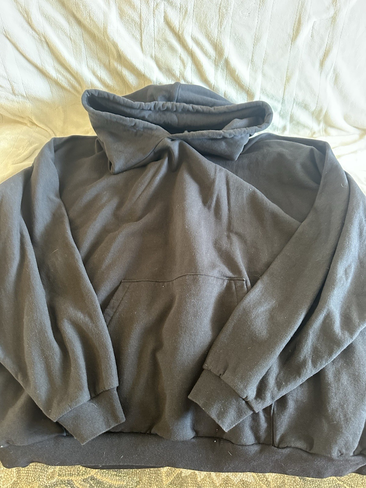 Kanye West Yeezy Blank Black Hoodie Size 3 XL-XXL Heavyweight thumbnail 4