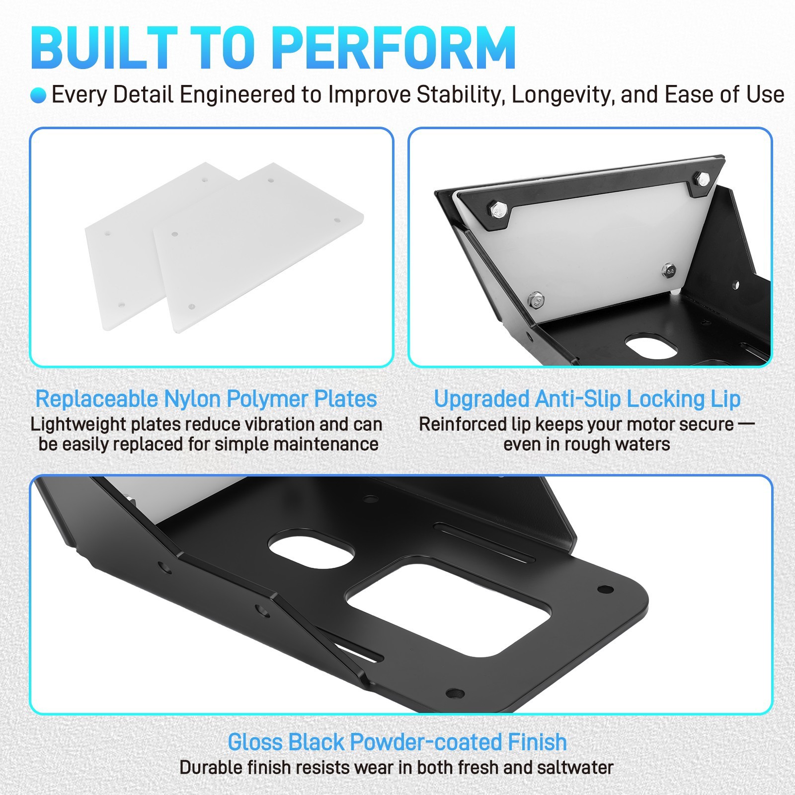Thickening Transom Trolling Motor Mount Kit For Clamp-on Electric Trolling Motor