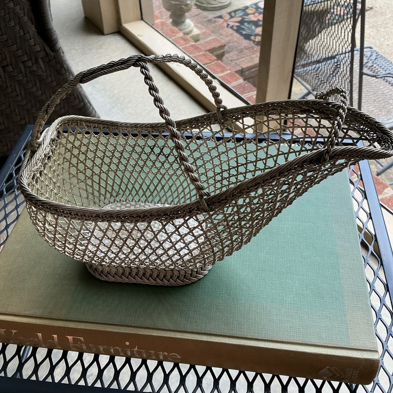 Champagne Wine Holder Caddy Basket Made in France Woven Silver Plate