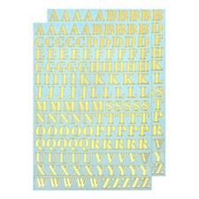 Letter Resin Stickers 2 Sheets Alphabet Sticker Glitter Uppercase Gold 9mm