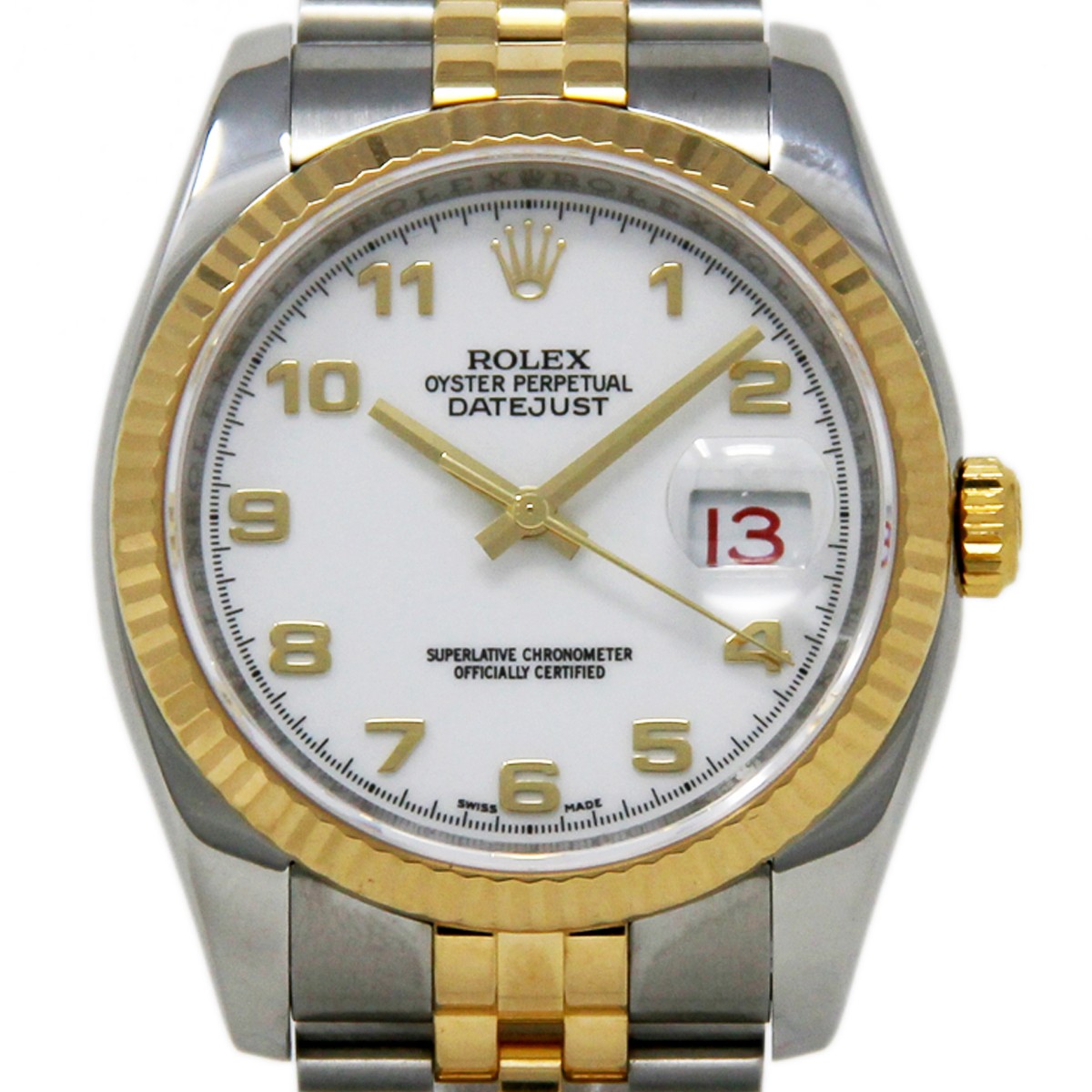 Rolex Datejust 116233 36mm Steel Yellow Gold White Automatic 2005 1YrWTY #764-1