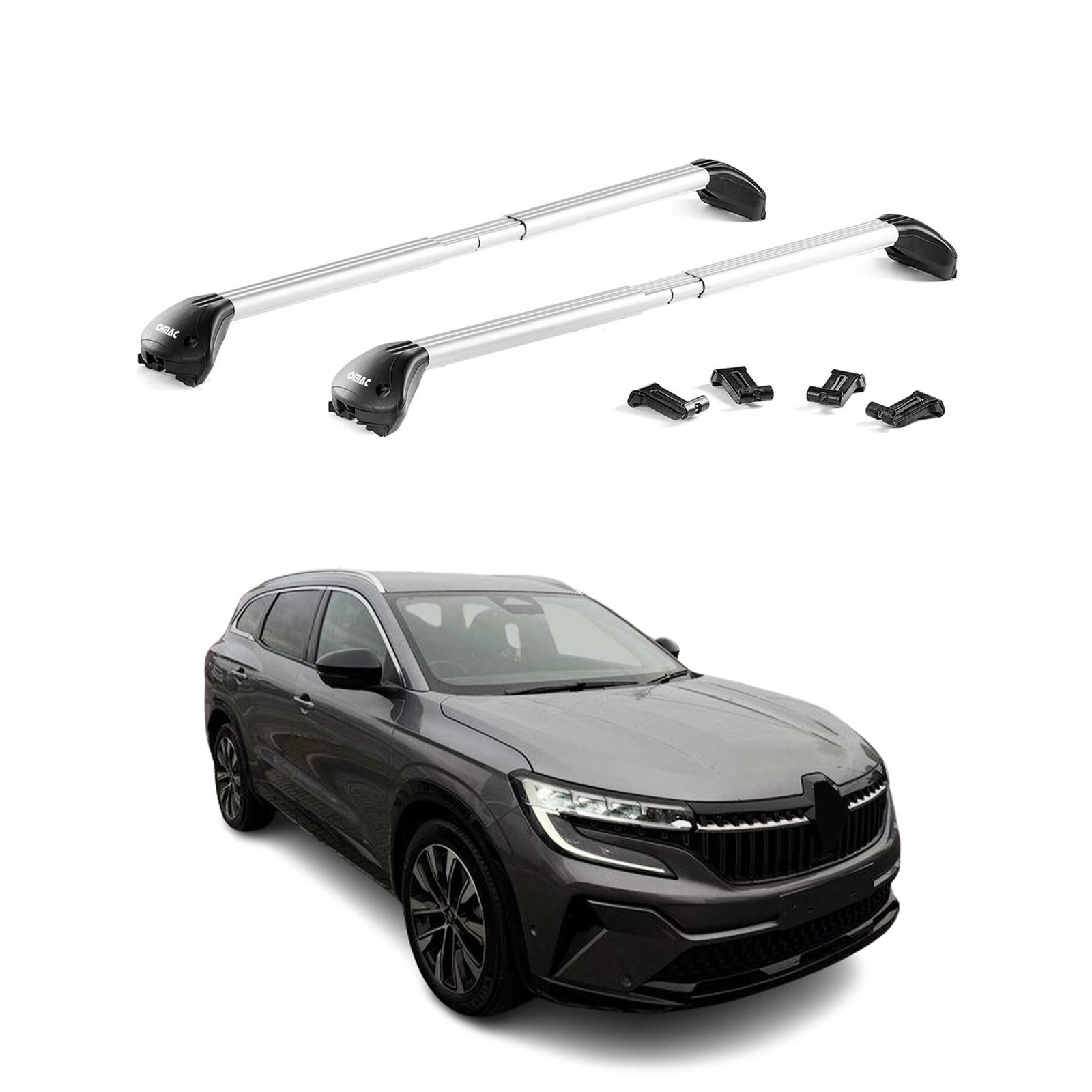 Barres de toit Renault Espace 2023-2026 en alu gris d'origine