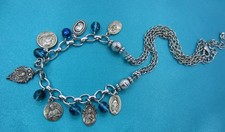 Vintage Catholic Necklace 7 Medals Religious Jesus Mary Saint Vincent de Paul