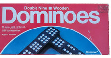 VINTAGE 1983 Dominoes by Pressman Double Nine 55 Wooden Pieces