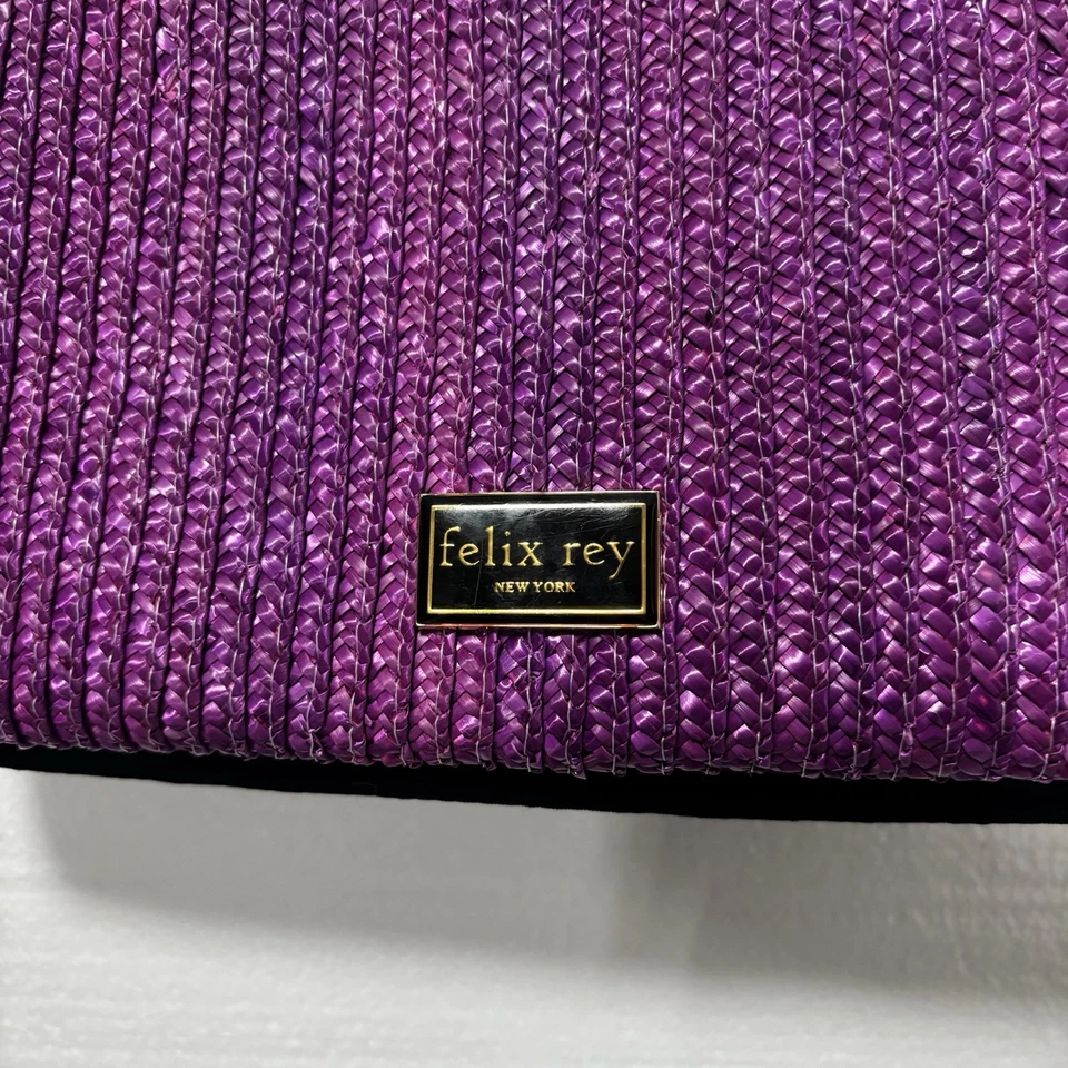 Bolsa de Ombro Vintage Y2K FELIX REY Tecido Roxo Palha Bordada - Imagem 4 de 4
