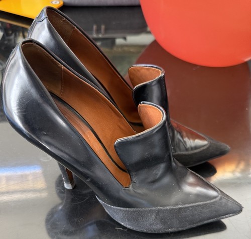 Mocasines de tacón de aguja de cuero de gamuza negros de diseñador Celine sexy puntiagudos - Imagen 4 de 20