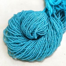 Natural Neon Blue Apatite Gems 2 mm Size Faceted Round Beads 12.5 Inch Strand