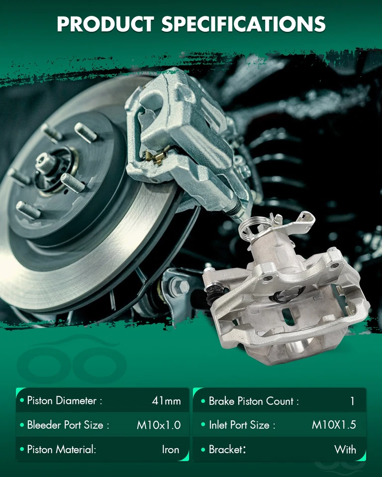 For 2006-2011 Buick Lucerne Cadillac DTS Rear Right Brake Calipers w/ Bracket - Image 2 of 4