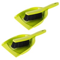 Engelland 2 X Kehrgarnitur Kehrschaufel Handfeger Kehrwisch Set Kunststoff GrüN