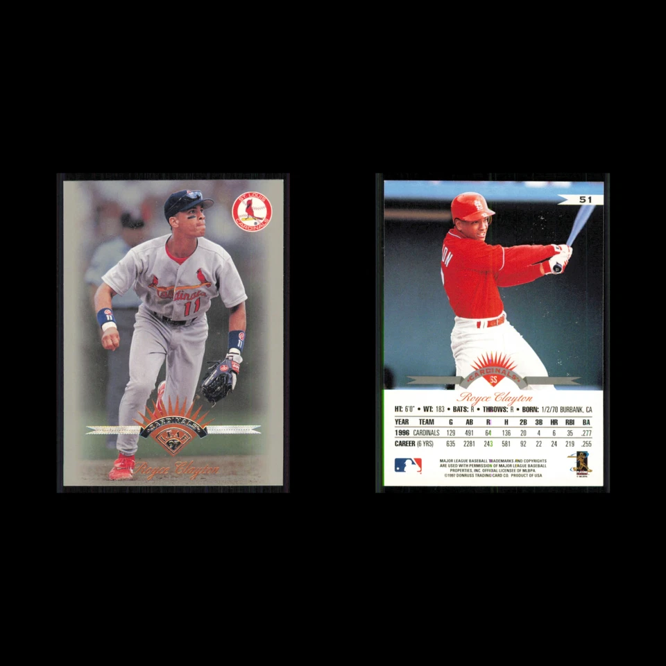 Royce Clayton #51 1997 Leaf St. Louis Cardinals Baseball Card MLB NM - Image 3 of 3