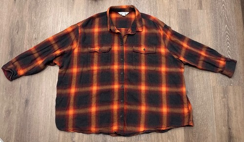 Old Navy Flannel Shirt Women 3X Taylor Swift Evermore Plaid The Boyfriend Orange - 第 1/8 張圖片