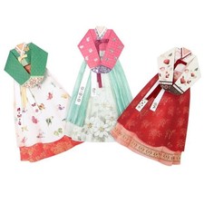 Korean Traditional Hanbok Card 3pcs New Year's Message Card Letter Paper Gift