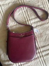 Kate Spade Leila Leather North South Topzip Crossbody Blackberry Bag MSRP $329