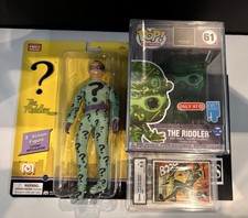 Image of Riddler Funko Art Series #61 + Mego Figure + 1966 Topps Card GMA 5.5 Bundle