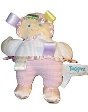 Taggies Pink Baby Doll Plush Thermal Waffle Satin Mary Meyer 8" Stuffed Lovey