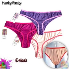 NWT 3-Pack Hanky Panky L Move Calm Natural Rise Thong Underwear 2P1664 69