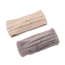Chunky Knit Headband Women Cable Fleece Ear Warmer Thick Winter Hair Band