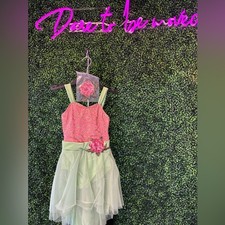 Floral Lace Kids Dress in Pink and Green