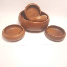 Vintage Dolphin Teak Wood Salad Serving Set Primitive Rustic Minimalist No Tools