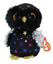 Ty Beanie Boos - Hyde the Owl, Glitter Eyes, MWMT Stuffed Animal Toy