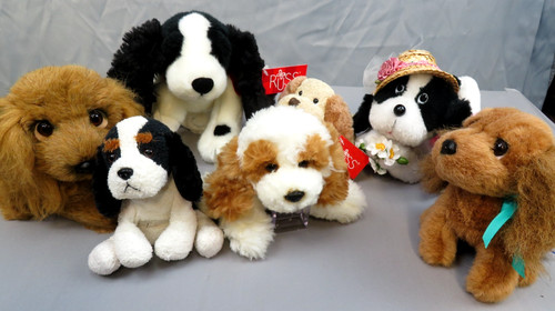 Russ Berrie Lot 7 Cocker Spaniel Puppy Yomiko Plush Stuffed Hunty Jasper Dog