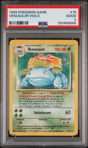 1999 POKEMON BASE SET UNLIMITED #15 VENUSAUR-HOLO PSA 2