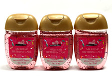 3 BATH BODY WORKS MILK BAR BIRTHDAY CAKE HAND SANITIZER GEL POCKETBAC 1 OZ NEW