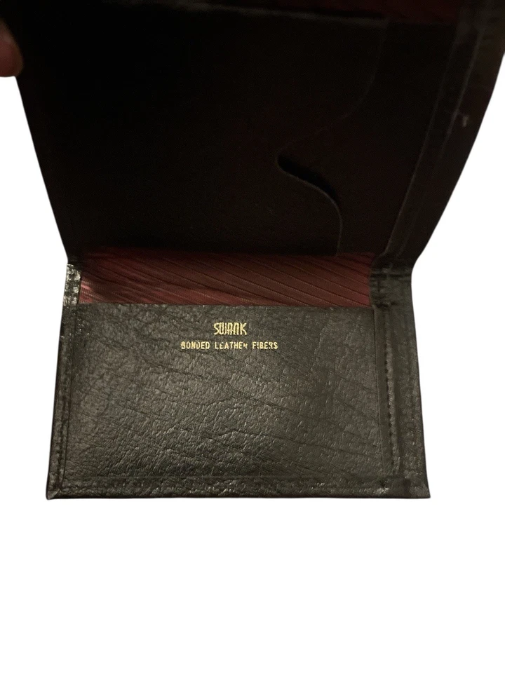 Vintage SWANK Black Bifold Genuine Cowhide Leather Wallet - Image 3 of 3