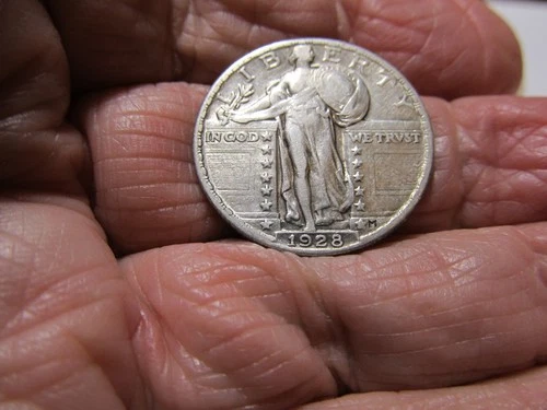 1928 Standing Liberty Quarter~ High Grade VF/XF Details~ 90% Silver~ Album Coin!