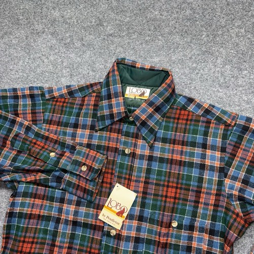 Vintage Pendleton Lobo Flannel Shirt Mens M Plaid 100% Virgin Wool 80s NEW