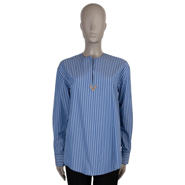 73669 authentisches VALENTINO Hemd blau weiß Baumwolle 2024 VLOGO GESTREIFT POPELINE 38 XS