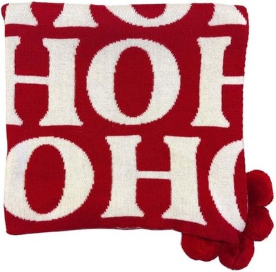 LOVEVIVID Ultra Soft Knitted Cotton Festive Throw Blanket, 45'' Square HoHo