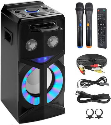 Pyle Audio Video DVD Karaoke PA Speaker System w/2 Wireless Microphones 800W