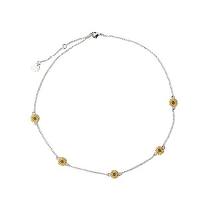 Kleiner Sonnenblumen Halsreif Halskette süß Silber You are My Sunshine Vintage Anhänger