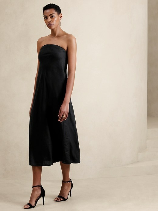Banana Republic Linen Blend Tube Dress In Black - Women's Sz 12