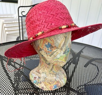 Vintage Mannequin Head Hat Stand Unusual Design Paper Mache World Map  70's