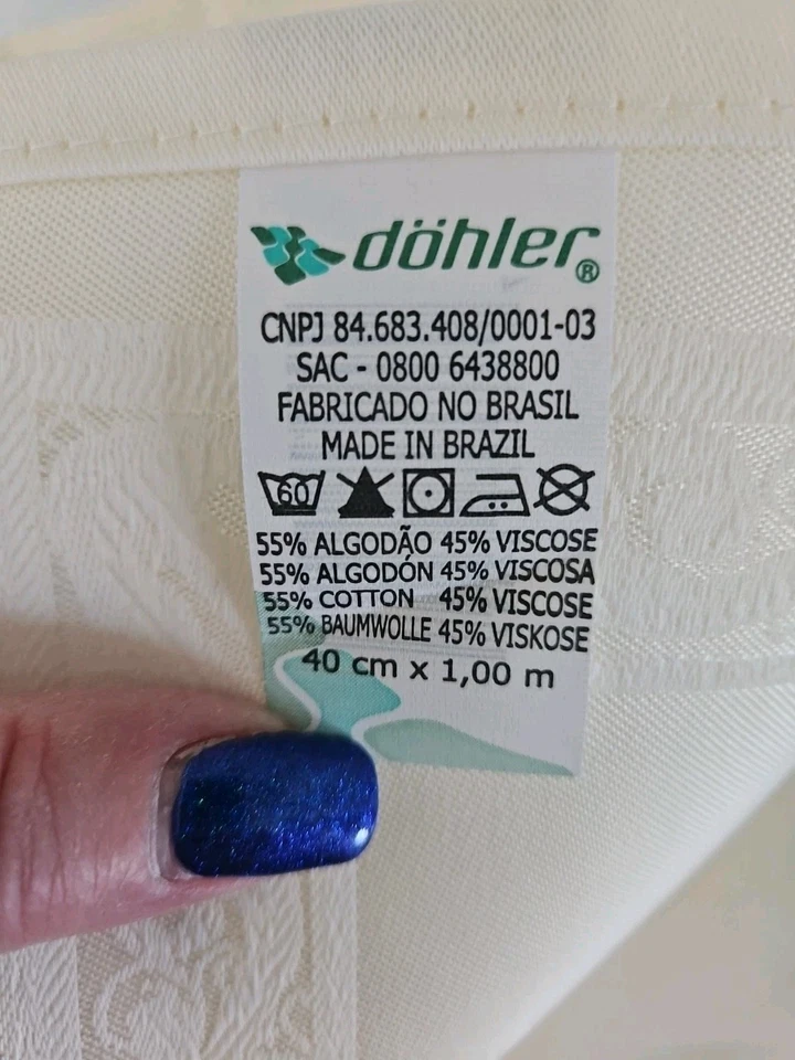 DÖHLER Crafts Ivory Damask 40" x 17" Table Runner for Cross Stitch BEAUTIFUL! - Image 3 of 4