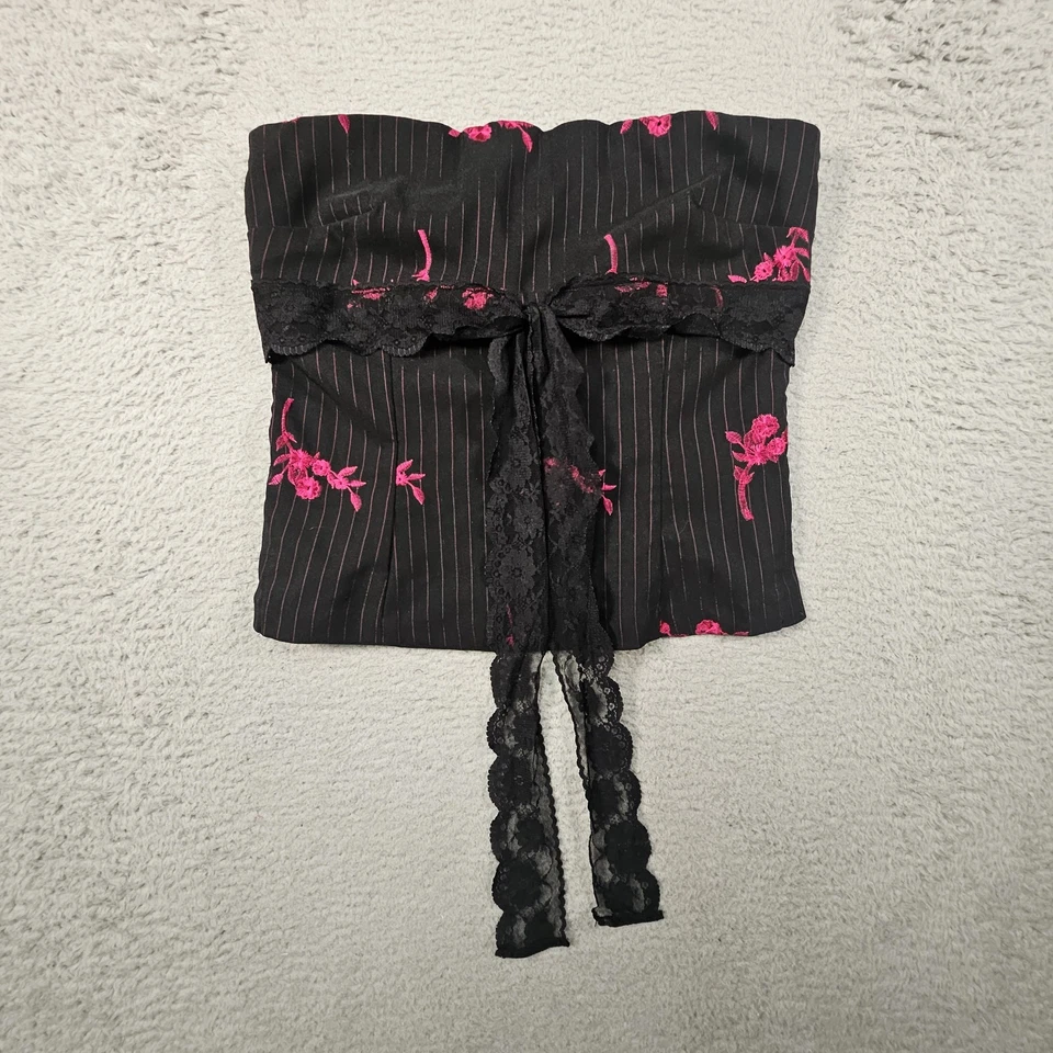 De Colección Corsé Top Corto Mujer M Encaje Halter Floral Rayas Steampunk Capricho Foto 2 de 4