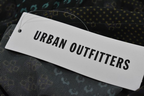 Urban Outfitters Dottie Short A Line Mini Shirt Dress Green Motif Patchwork L - Picture 6 of 9