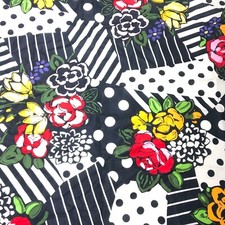 Vintage Echo Scarf Rose Floral Polka Dot STripe Black White Pink Red Bold